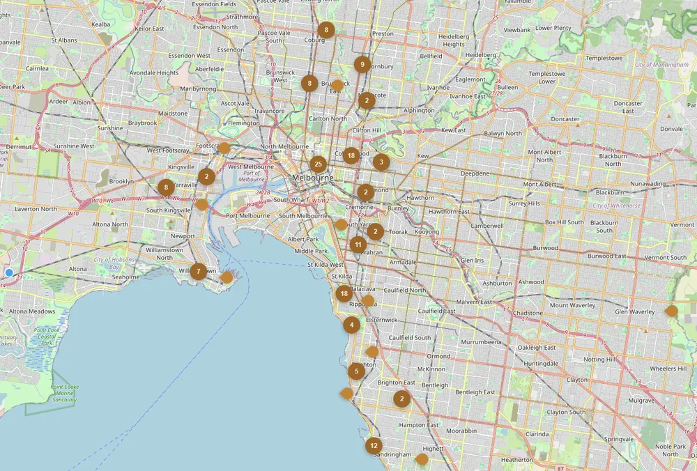 Wanderior Explore map showing nearby attractions